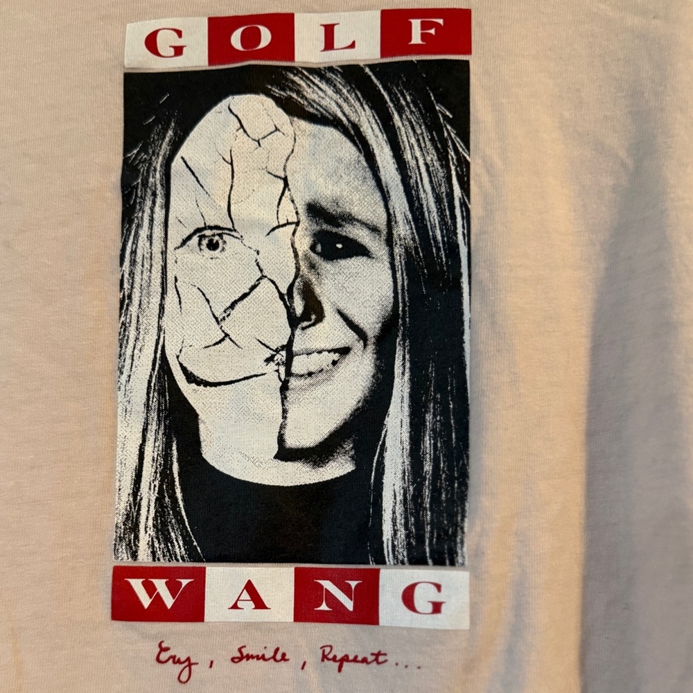 GOLF WANG Graphic Tee Size M Light Pink Cracked Face Print Tyler The Creator - Picture 3 of 7